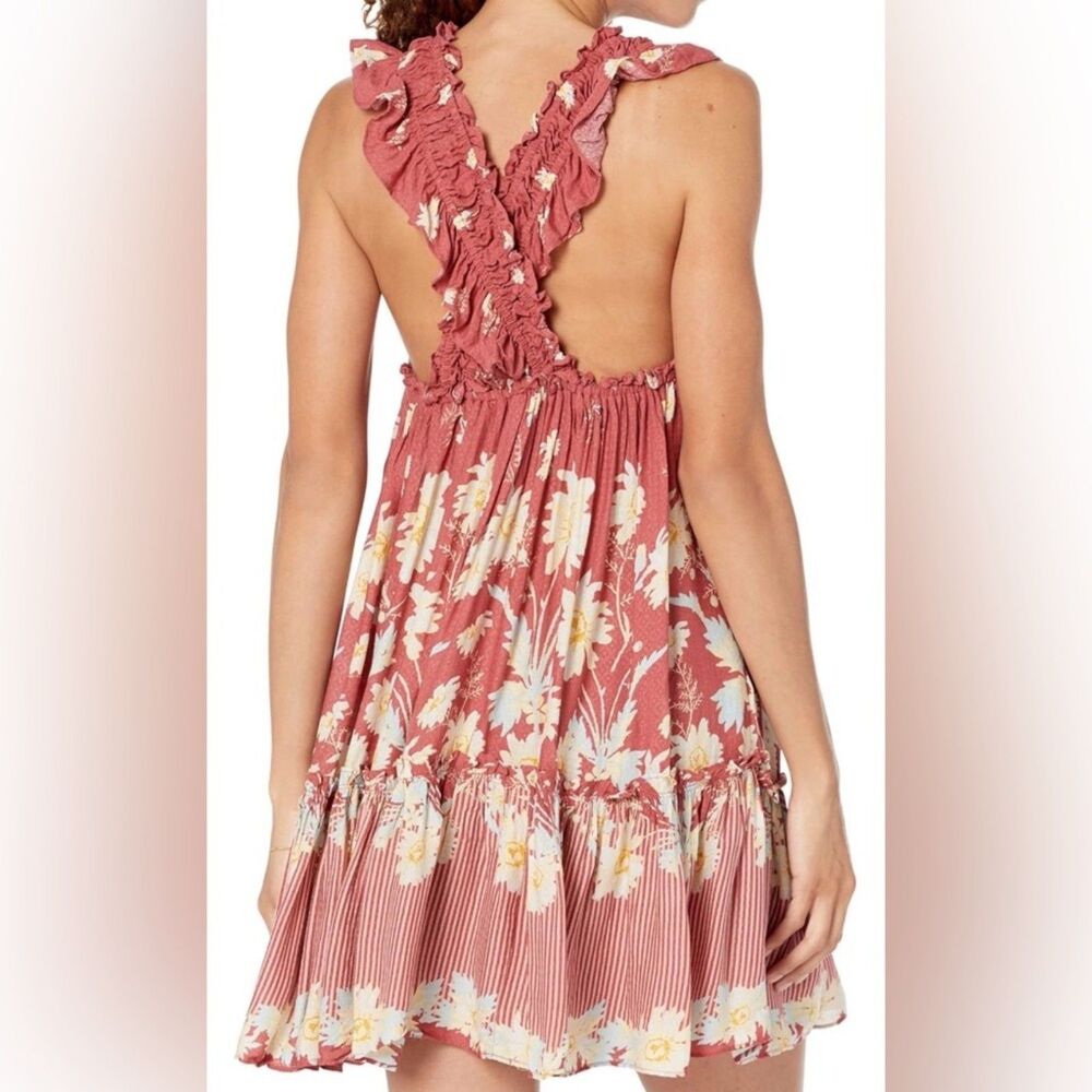 Free People Bali Wild Daisy Slip Dress Floral Ruffle Small Boho Hippie - Picture 2 of 8